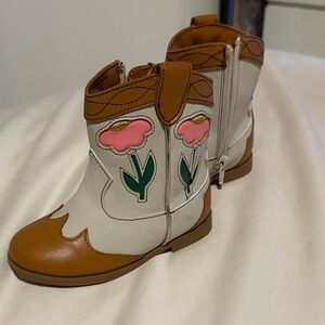 Tucker and Tate Kids Floral Cowboy Boots - Brown and White